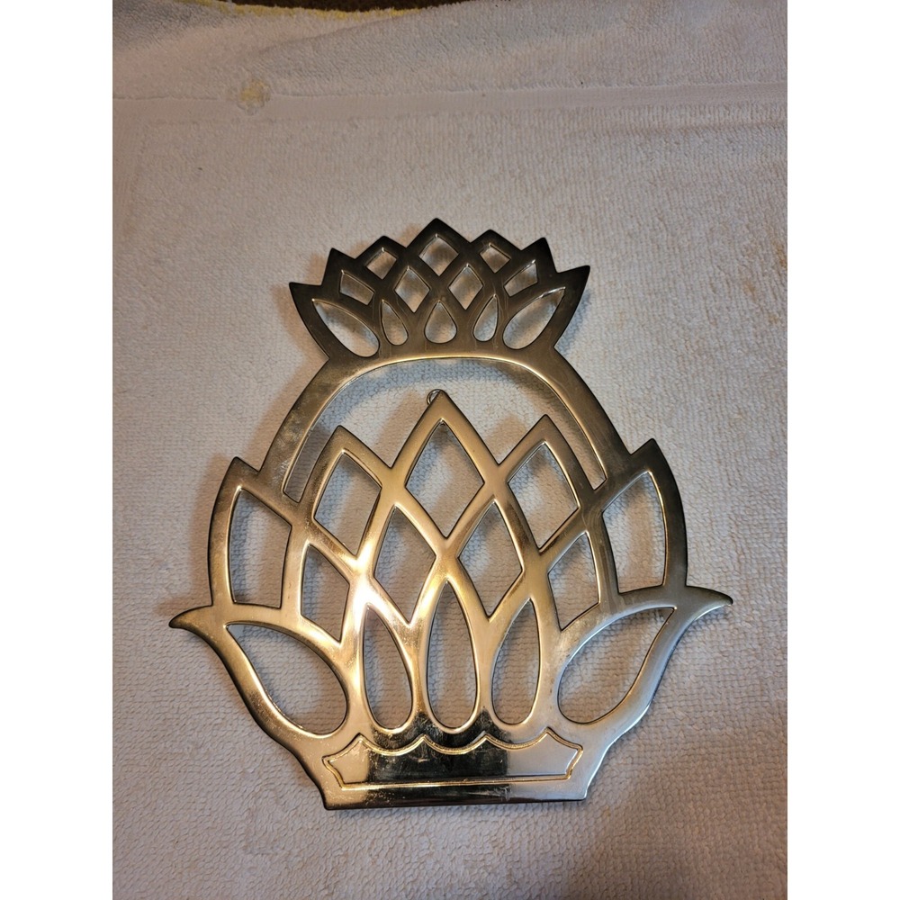 Leonard Silver Plate Metal Pineapple Trivet Hangable Wall Decor Italy Vtg